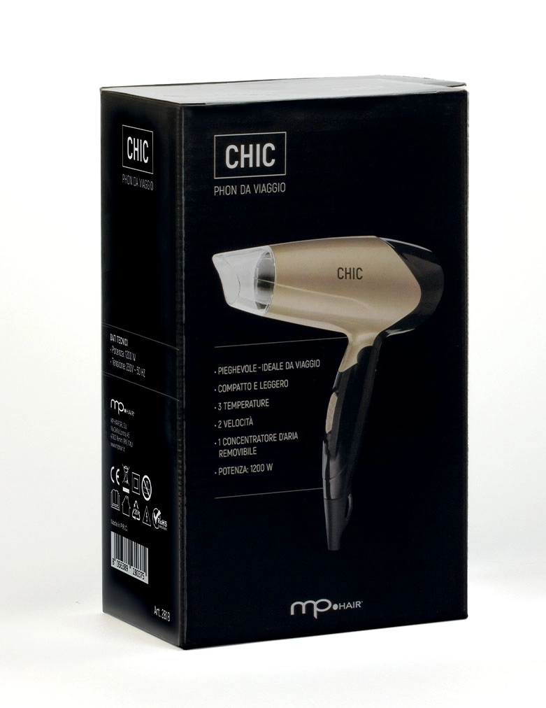 Asciugacapelli da Viaggio Chic 1200W - Compatto e Potente